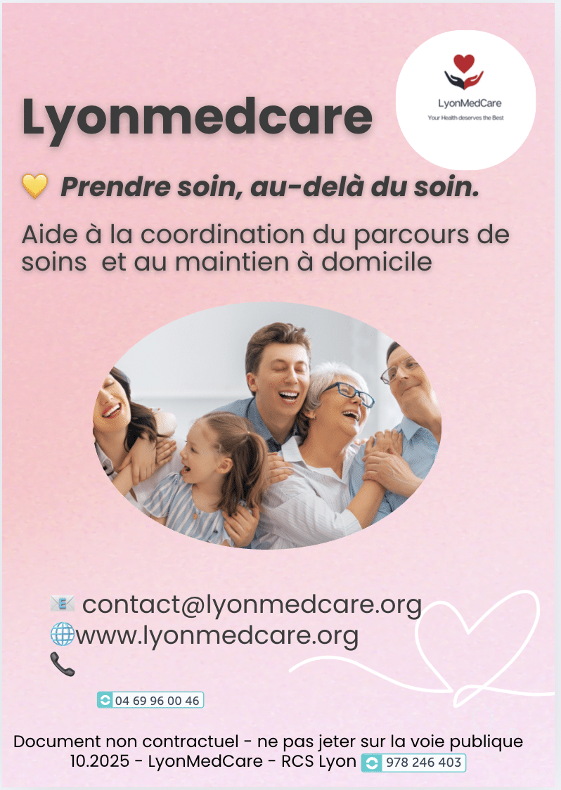 nouveau flyer LyonMedCare présentant l’accompagnement du parcours de santé et du maintien à domicile<br />