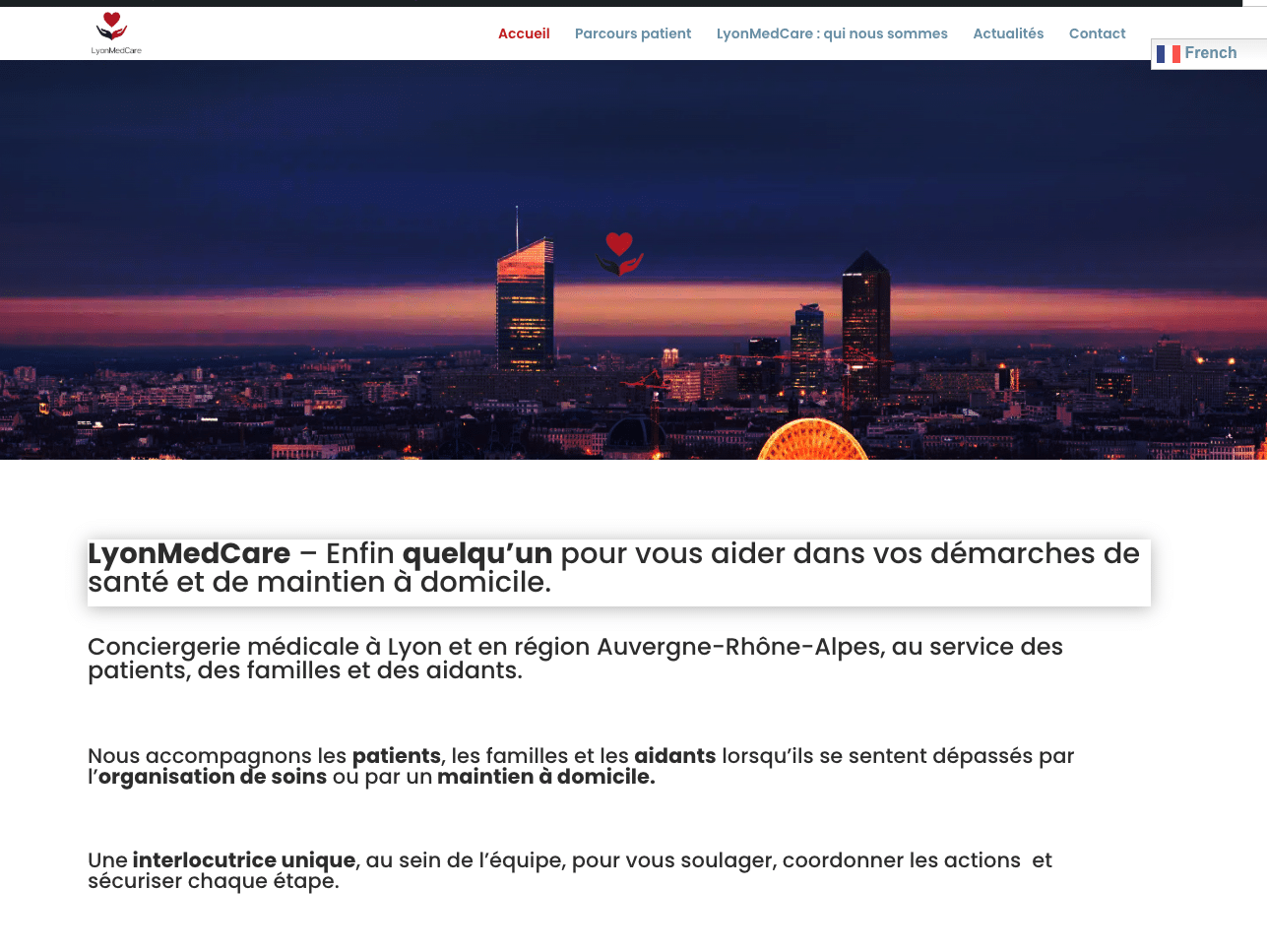capture d’écran du site internet LyonMedCare après sa refonte en fin d’année 2025<br />